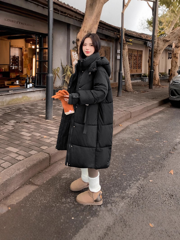 咖色羽绒棉服女2025年新款冬季加厚中长款棉袄宽松保暖设计感外套|undefined