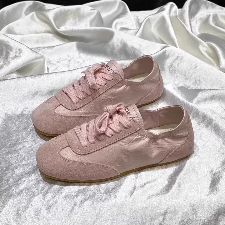 Primero antiguo ~ Zapatos de entrenamiento alemanes para mujer 2025 nuevos zapatos Forrest Gump de suela suave, zapatos blancos cómodos con cordones casuales planos