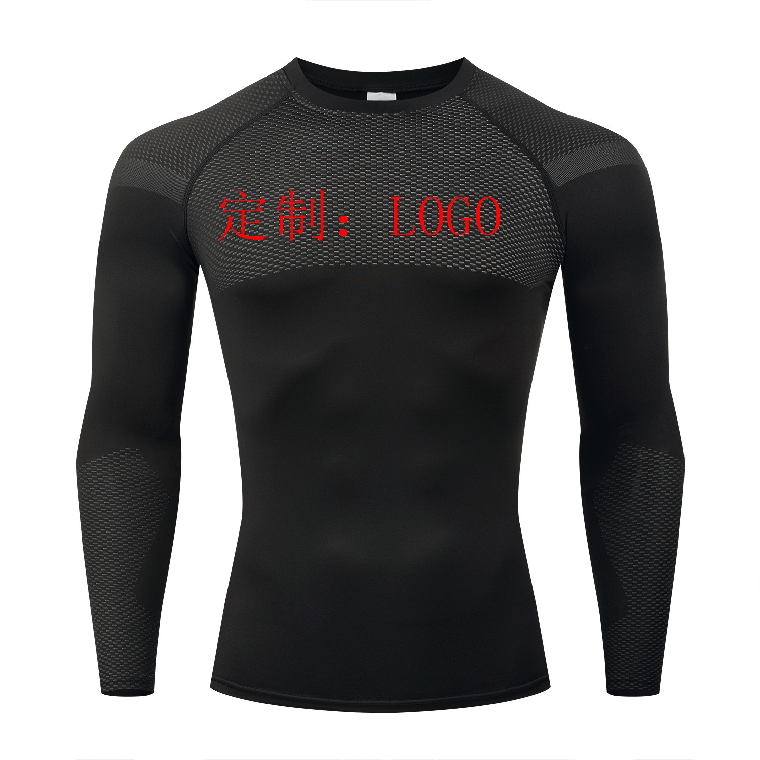 GYM Europa y América hombre moda compresión de cuello redondo camiseta de secado rápido apretada transpiración fitness correr camiseta deportiva de manga larga