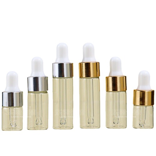 Original solution bottle 2ml 3ml 5ml brown essential oil bottle electrochemical aluminum ring nipple bottle transparent dispensing dropper bottle
