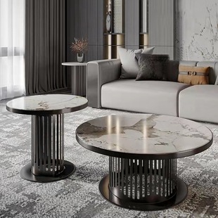 Modern light luxury Rock plate coffee table simple small apartment creative side table designer club model room size set