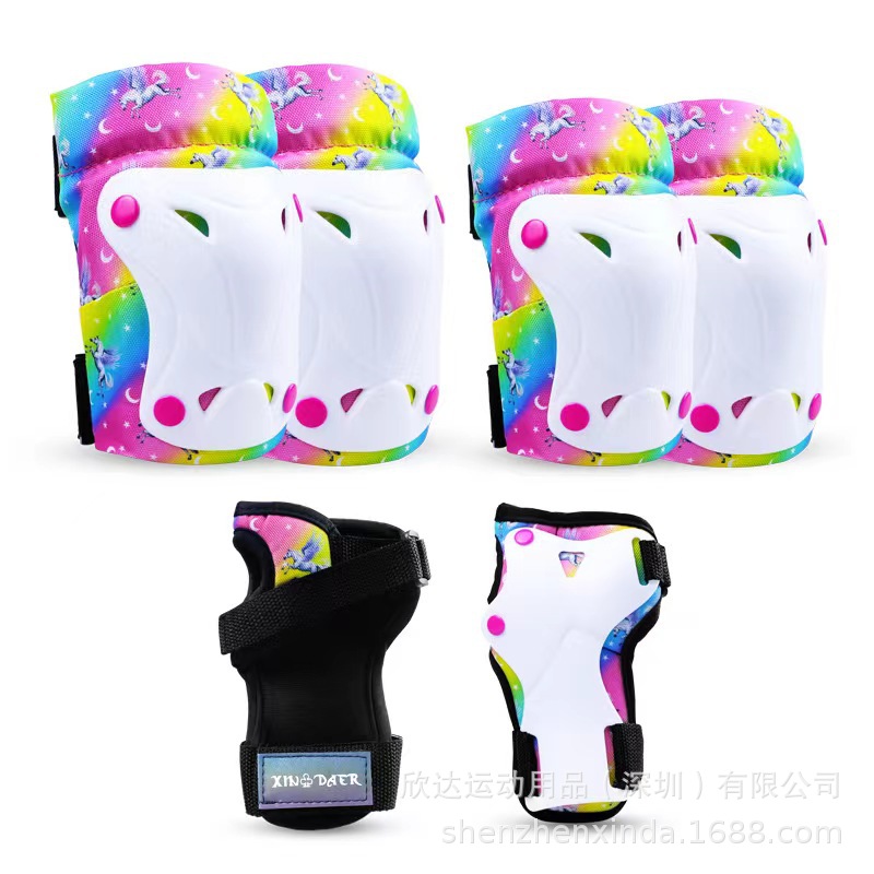 Patín de la juventud deportes gota-resistente rodilla pad protector de la muñeca de los niños patines equipo de protección de 6 piezas de una sola pieza entrega