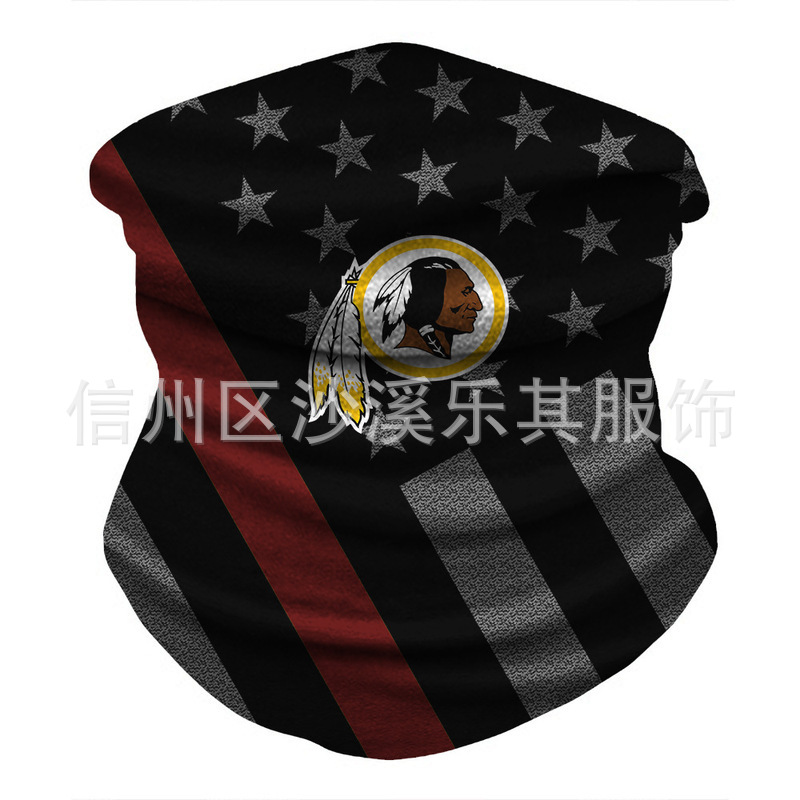 Máscara de impresión digital 3D para equipos de la NFL europeos y estadounidenses Montar al aire libre a prueba de polvo, protección solar, máscara deportiva a prueba de viento, se puede fijar Zhi