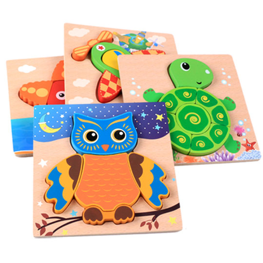 Children's Wooden Three-Dimensional Puzzle 3-6 Puzzle Animal Traffic Puzzle Set Scene Hand Grasping Board Building Blocks Toy