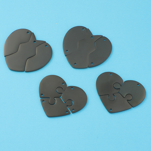 New style mirror titanium steel three-piece detachable large heart puzzle with single and double holes inside DIY jewelry accessories