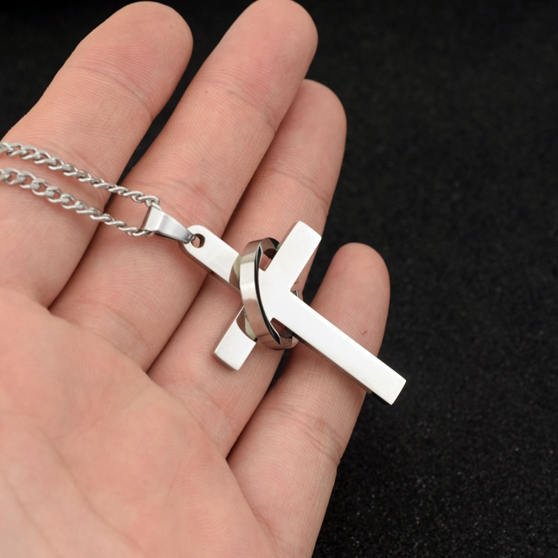 Casual Simple Style Cross Letter Titanium Steel Polishing Pendant Necklace display picture 8