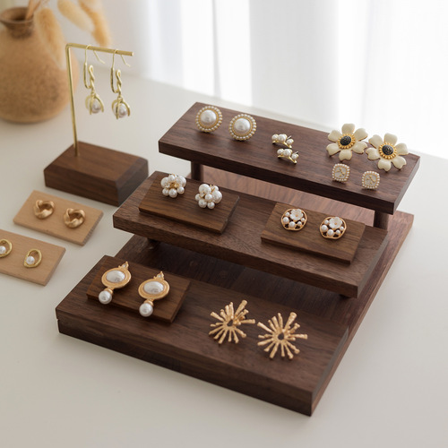 Walnut jewelry display props jewelry tray earrings necklace bracelet ladder display stand jewelry solid wood base