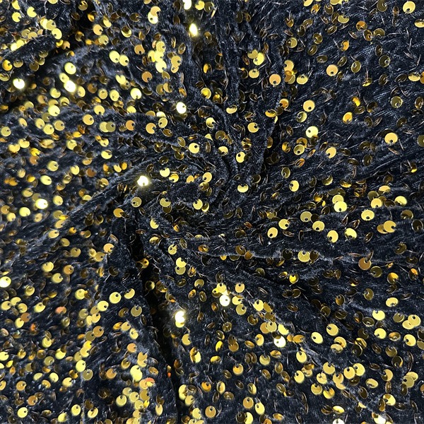 Otoño y invierno tela de terciopelo elástica 5mm oro espuma de cuentas de espuma de Navidad vestido de moda tela de sequilla image 4
