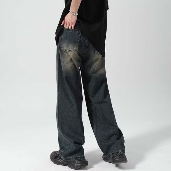 American Style cleanfit Jeans Men's Spring and Autumn New Loose vintage Retro Straight Leg Wide Leg Casual Pants