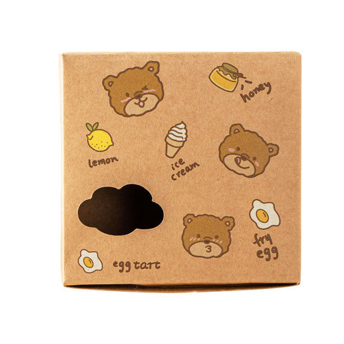 Baking packaging egg tart box 6 4 pieces disposable packaging carton bear cute Portuguese egg tart box Western pastry box
