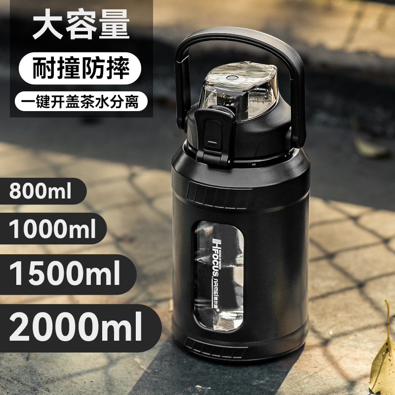 Taza de separación de té de alto aspecto de vidrio de doble capa a prueba de explosiones resistente a altas temperaturas niños deportes taza de agua regalo al por mayor