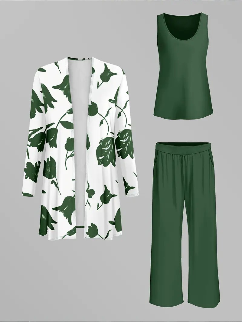 Women's 3 Piece Set Autumn Casual Outerwear Vest Pants_ecoleips.com