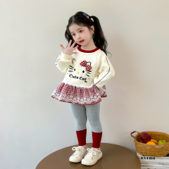女童套装2025新款儿童洋气秋装女宝宝秋季纱裙打底裤两件套秋装