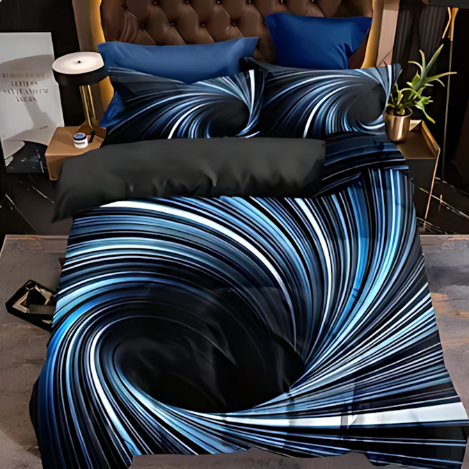 TEMU / JIT Cross-Border Four Seasons 3D Eddy High Definition Digital Printed Bed Cover Kit Amazon