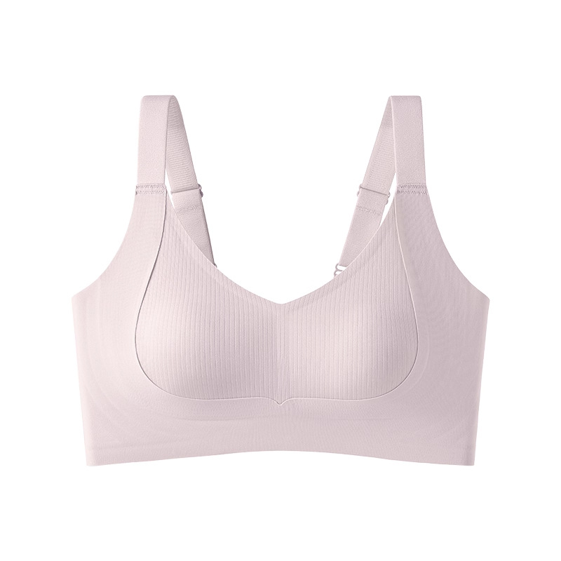 7A taza de orejas de conejo antibacteriana para damas de tamaño grande, ropa interior de verano ultra delgada, sin marcas, pequeño sujetador, sujetador de soporte superior