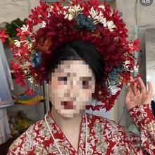 泉州寻蜅女头饰簪花围发箍红色复古绢花头饰超仙立体花朵民族写真