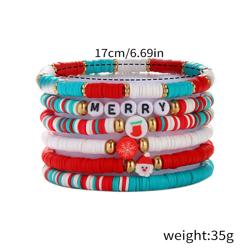 30g Weight Alloy Pendant Material Bracelets Classification soft clay Chain Material Beaded Chain Chain Type 1 Set Quantity Daily Occasion Alloy, soft clay Material Christmas Festival Christmas Tree, Santa Claus, Snowflake Pattern Women's Gender Simple Style Style Simple Style Christmas Tree Santa Claus Snowflake Alloy Soft Clay Beaded Chain Beaded Bracelets Wholesale 8