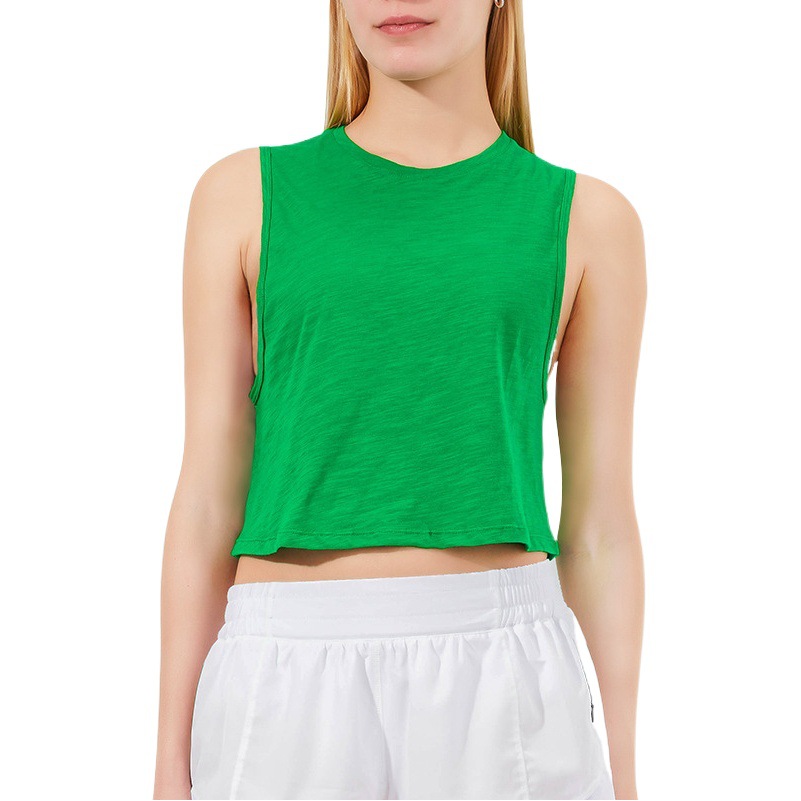 Pure Cotton Spring and Summer New Round Neck Sports Sleeveless Women's Vest, Breathable and Versatile, Yoga Quick-Dry