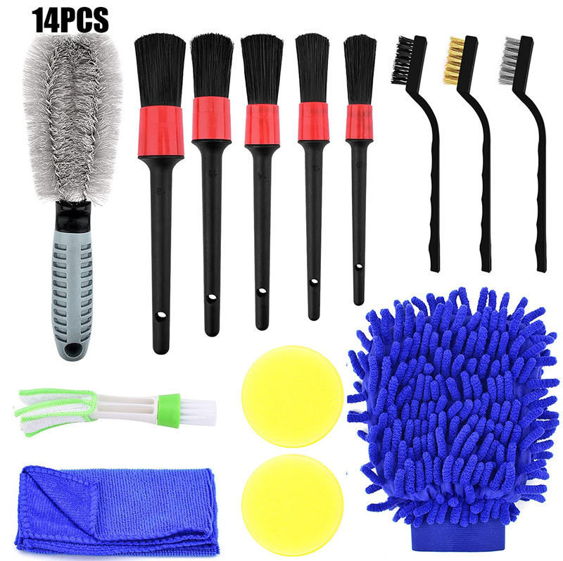 14 pieces of car beauty tool cleaning brush detail brush suit car detail kit interior cleaning and polishing kit