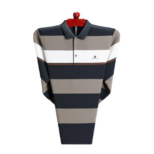 New Men's Long Sleeve T-Shirt for Autumn/Winter, Dad's Style, Colorful Striped Loose Base Layer Top