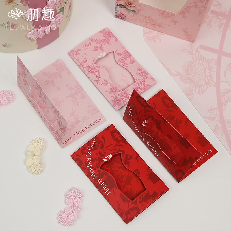 Feliz día de la madre, escribiendo tarjetas de felicitación plegables, flores tridimensionales, tarjetas de decoración de flores, ramo creativo, bendiciones, decoraciones navideñas