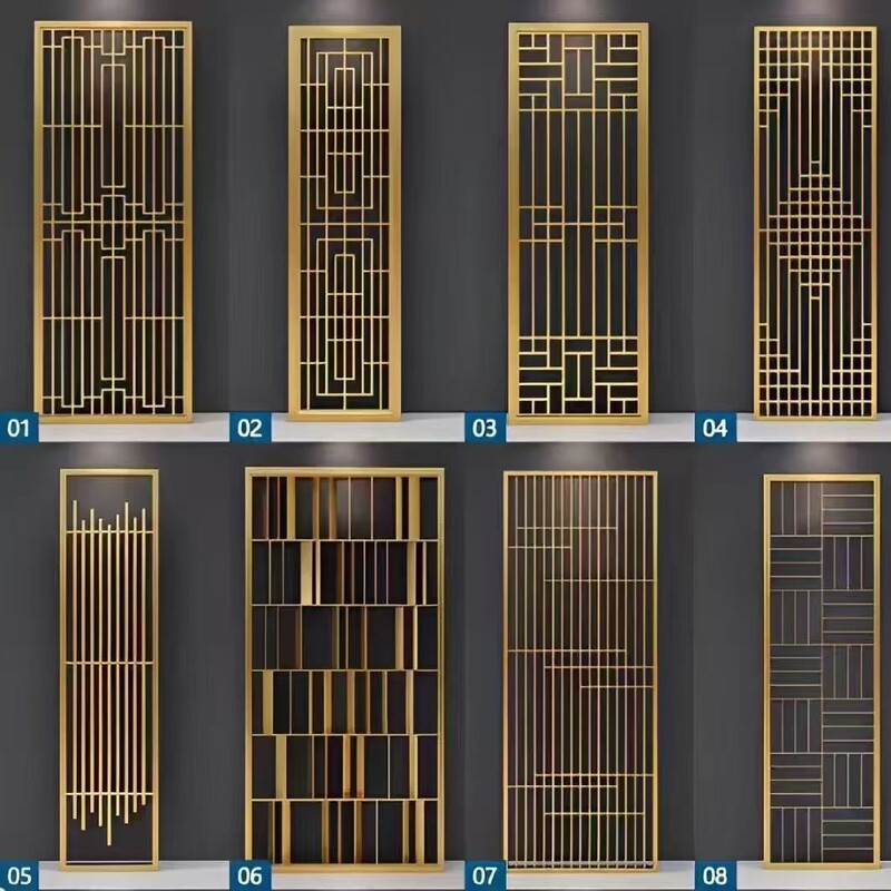 Stainless Steel Screen Partition for Living Room, Hollow Round Lattice Screen for Entrance, Screen Design for Garden Hotel Lobby