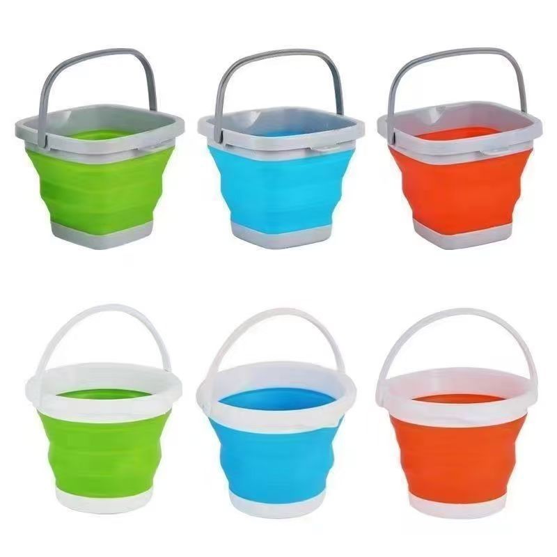 Folding bucket outdoor plastic portable bucket travel car wash fish bucket fishing bucket