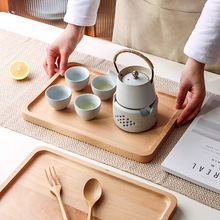 日式木质托盘家用放茶杯水杯子茶具托盘长方形实木茶托茶盘