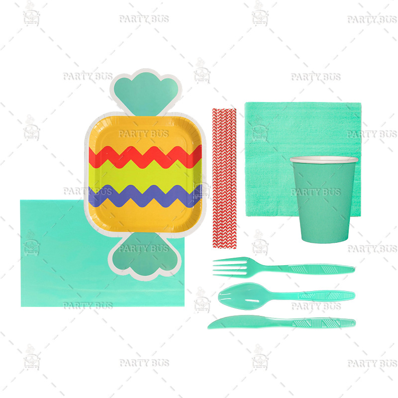 Set de vajilla desechable para fiestas, platos y cubiertos especiales, ideal para eventos