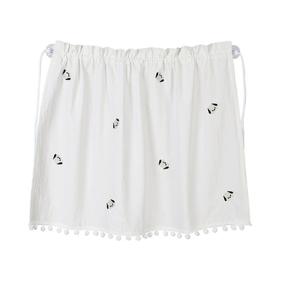 sunshade cotton embroidered bear: Car curtains - cotton-wool-ball-embroidery-curtain-black-and-white-dog