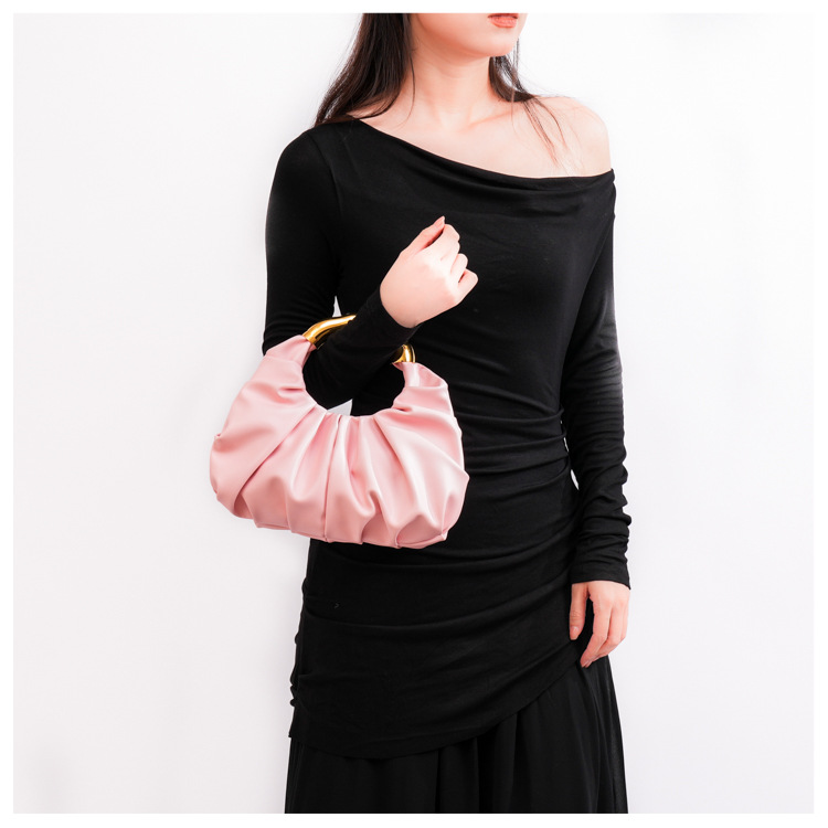 Cloud Fold Handbag – Asymmetric Crinkle PU Clutch With Magnetic Closure & Phone Slot (5 Colors, Minimalist Evening Bag, Structured Yet Soft)_voghion.com