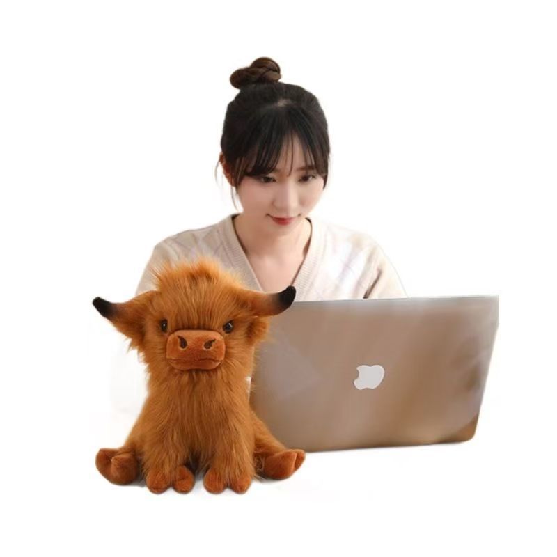 インターネット有名人ハイランド牛スコットランドハイランドヤクぬいぐるみかわいいシミュレーション長毛牛人形ギフト|undefined