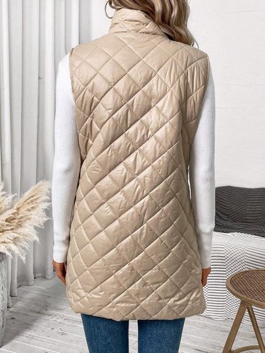 Amazon Temu Cross-border Autumn/Winter 2024 New Solid-color Diamond-pattern Cotton Vest with Zipper Pockets for Europe and the U.S.