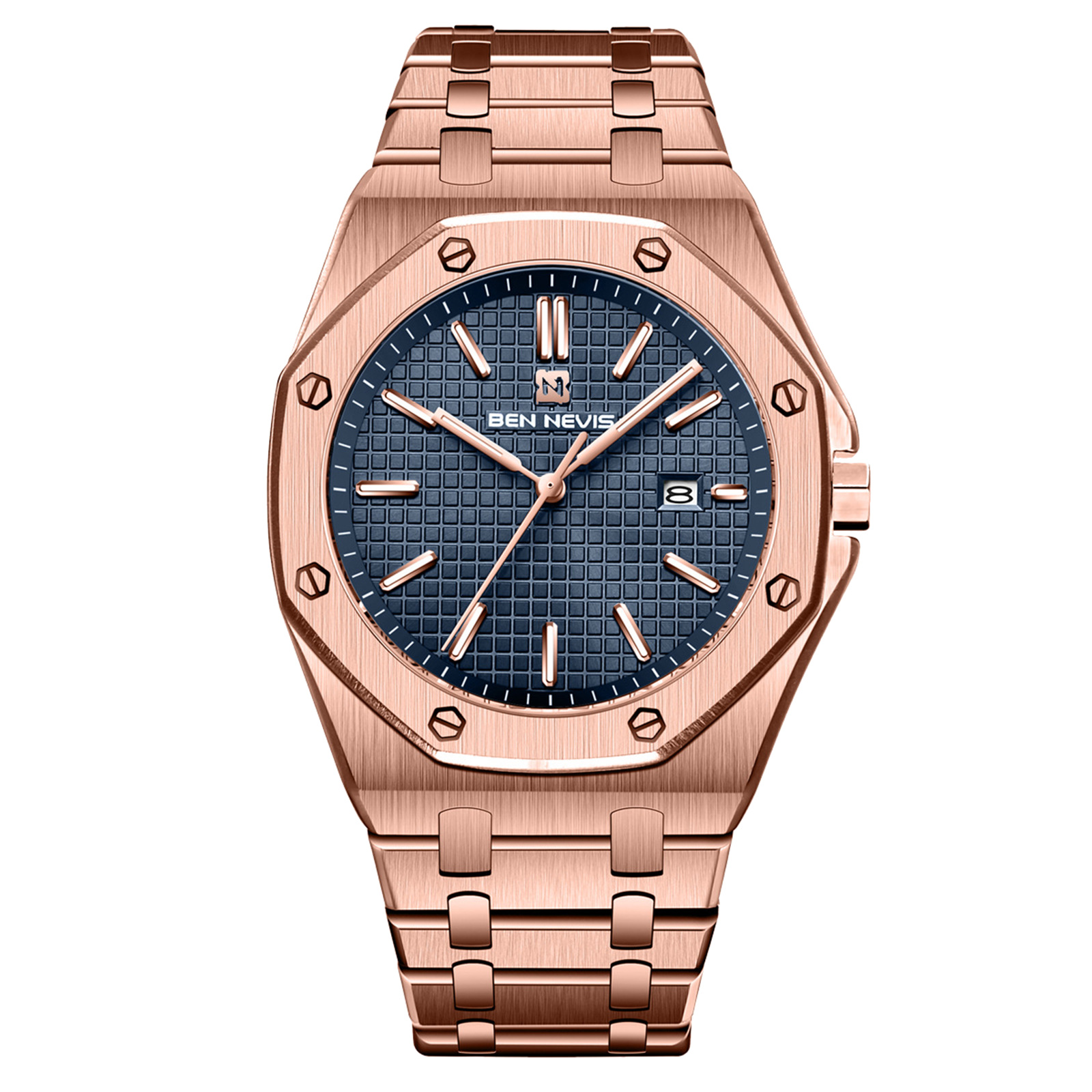 Reloj de cuarzo de alta gama para negocios, reloj multifuncional para hombre con correa de acero, reloj de moda de aleación de alta gama para hombre, modelo BN3018G.