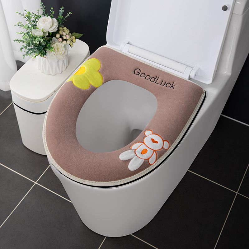 Otoño e Invierno estera del inodoro con la manija de la arandela del asiento Four Seasons universal impermeable cubierta del inodoro del hogar cubierta del inodoro estera