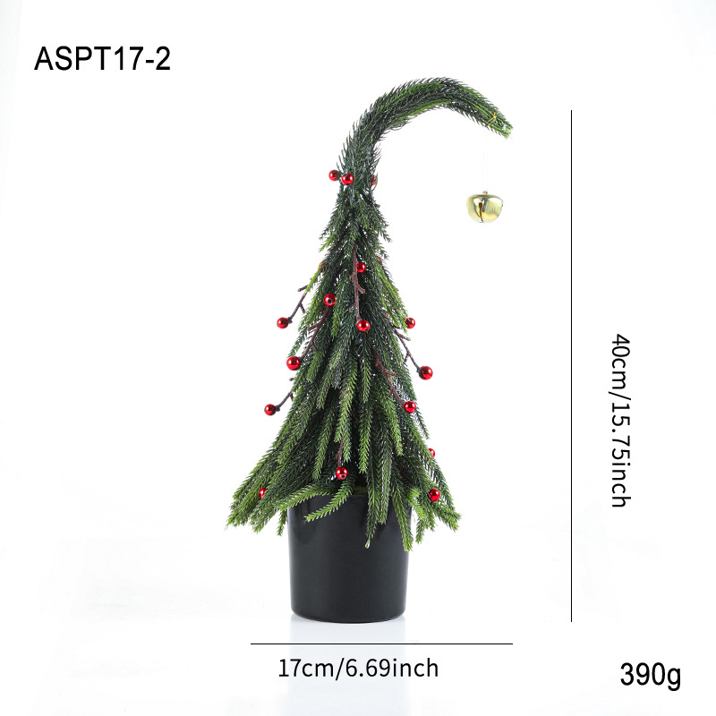 Simulación de plástico verde con nieve mini fruta roja árbol de Navidad decoración de mesa decoración pequeño regalo de Navidad