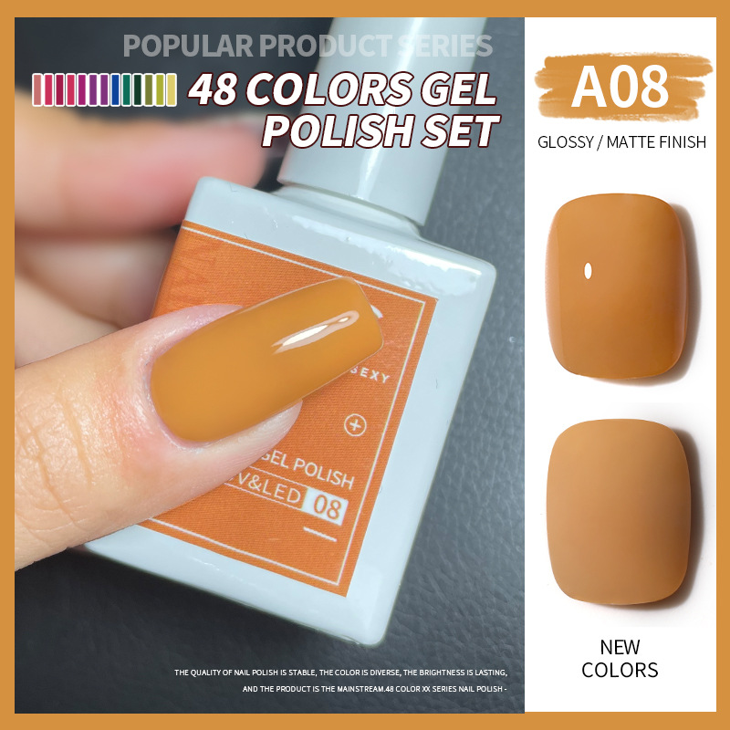 Una botella de pegamento de esmalte de uñas de un color 2022 nuevo verano popular 48-color Pequeño conjunto para el salón de uñas traje completo