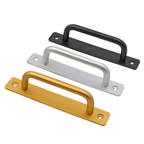Aluminum alloy punch-free cabinet door handle balcony sliding door surface-mounted adhesive handle wooden door drawer handle matte black