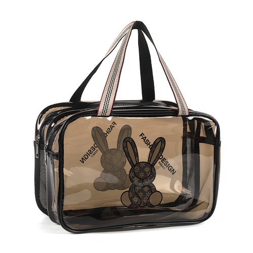 PVC double-layer large-capacity dry and wet separation makeup bag thickened waterproof toiletry bag swimming fitness travel storage bag