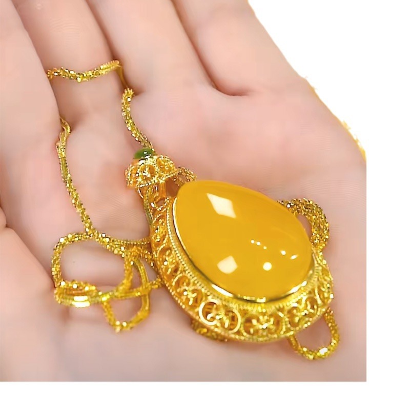 Nueva suerte de la flor colgante de las mujeres de imitación Hetian Jade manzana verde Opal con incrustaciones de COLLAR COLGANTE de alto grado de diseño