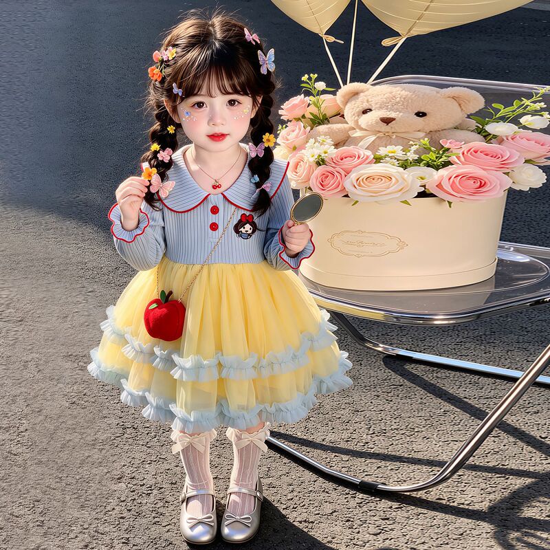 Foreign Trade Girls' 2026 Autumn and Winter New Cartoon Princess Dress Korean Style Internet Celebrity Performance Tulle Dress Children's Trendy Clothing Foreign Trade Girls' 2026 Autumn and Winter New Cartoon Princess Dress Korean Style Internet Celebrity Performance Tulle Dress Children's Trendy Clothing