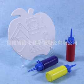 跨境陶瓷摆件定制苹果外观挖掘机DIY上色颜料画笔儿童玩具装饰