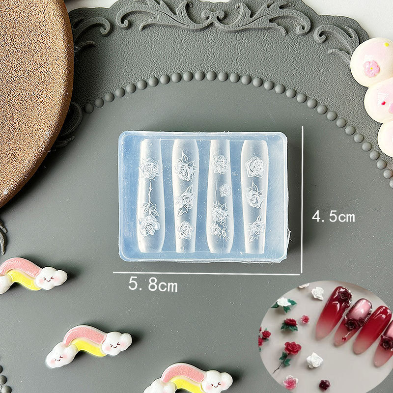 Molde de manicura amor arco en relieve flor ornamentos molde abrasivo alta permeabilidad estereoscópica DIY decoración molde de silicona