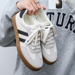 Spring Breathable Canvas Shoes for Men, New Casual German Training Shoes, Flat Men's Shoes, Versatile Couple Style White Sneakers