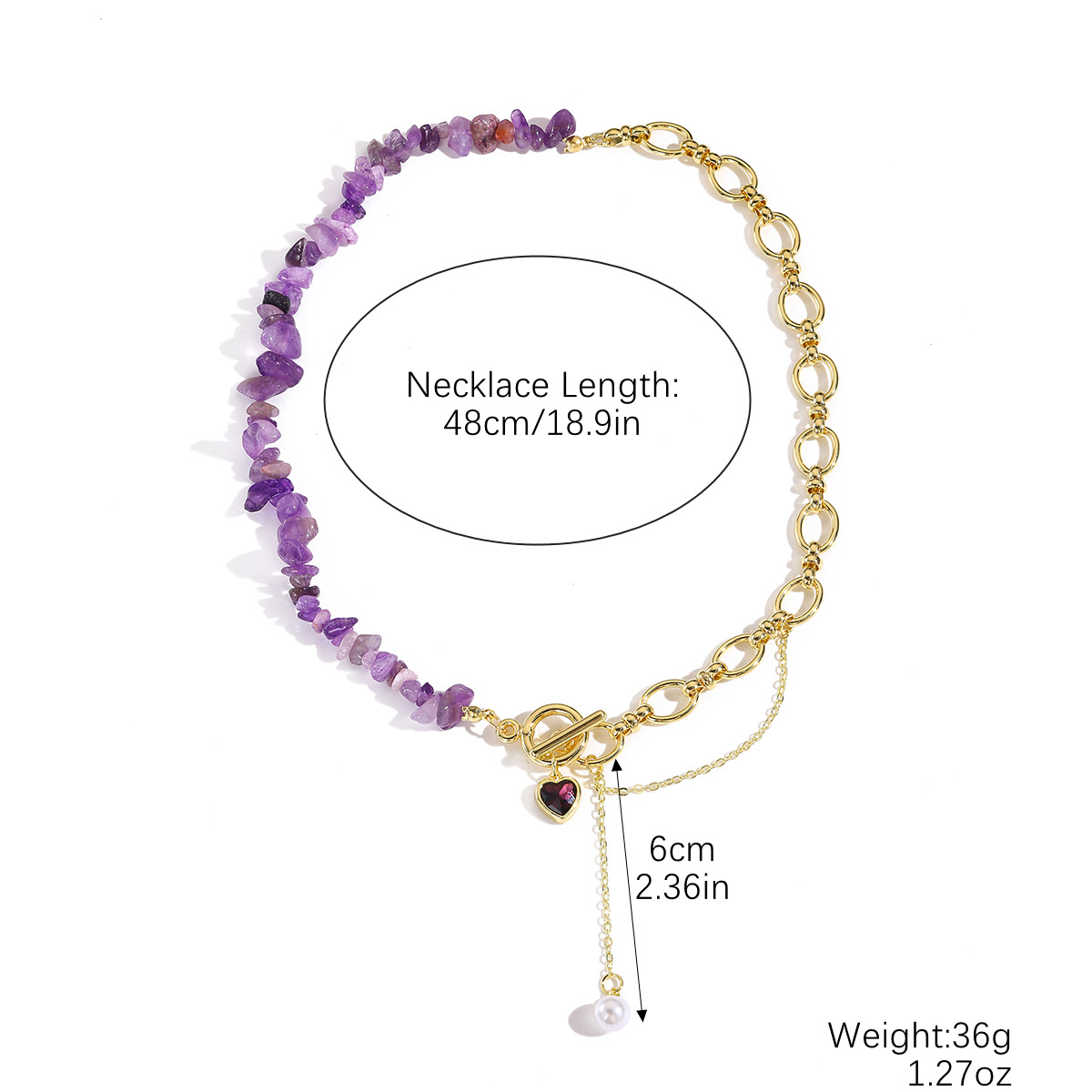 N2504-14 보라색 자갈 목걸이