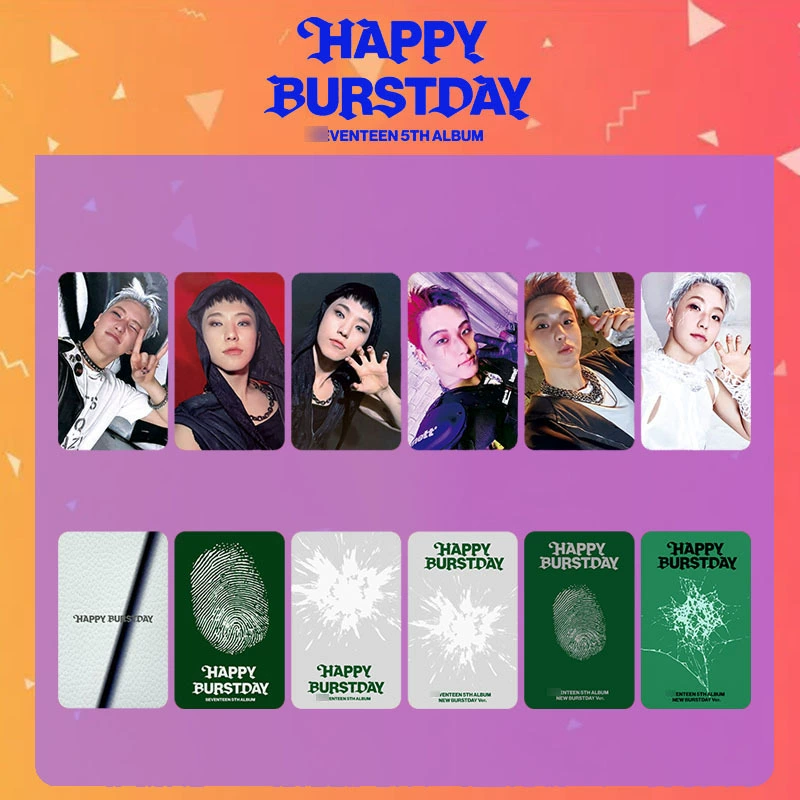 Набор фотокарточек SEVENTEEN HAPPY BURSTDAY, 54×85 мм, 6 шт., двусторонняя ламинация, бумага 300 г