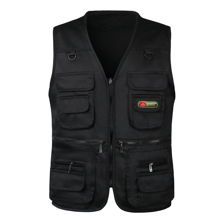 Foreign Trade Cross-border Spring and Autumn Middle-aged and Old Men's Multi-pocket Work Clothes Vest Men's Polyester Cotton Canvas XS18 Foreign Trade Cross-border Spring and Autumn Middle-aged and Old Men's Multi-pocket Work Clothes Vest Men's Polyester Cotton Canvas XS18