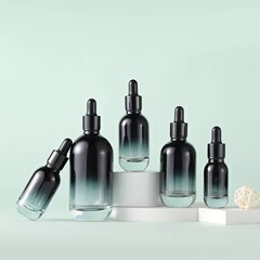 现货 10-100ml厚底精华原液瓶 渐变黑分装精油瓶 30ml滴管瓶