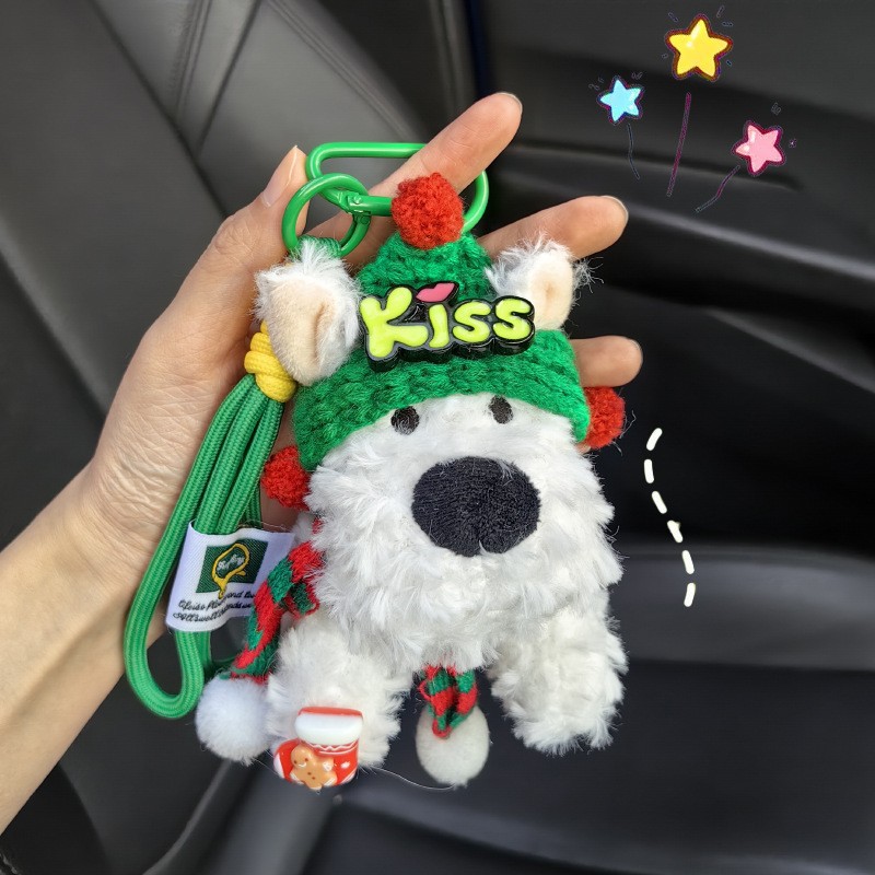 Dibujos animados West Highland peluche bolso colgante colgante celebridad de Internet muñeca llavero llavero muñeca al por mayor