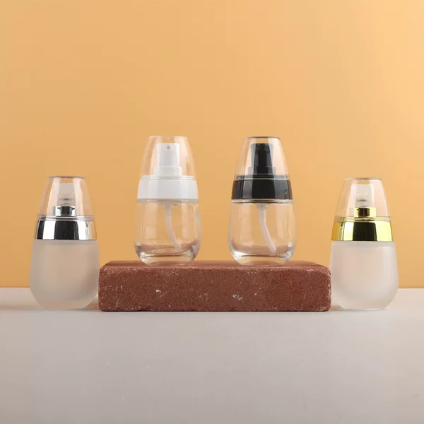 Factory Direct Supply 30ml Egg-Shaped Full-Cover Glass Spray Bottle Frosted Foundation Liquid Essence Dispensing Pump Bottle
